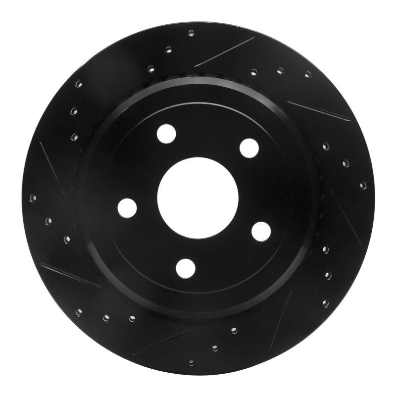 Dodge Durango Brake Rotor (1) - Rear Left - R1 Concepts - Drilled & Slotted - Black - `11-`25